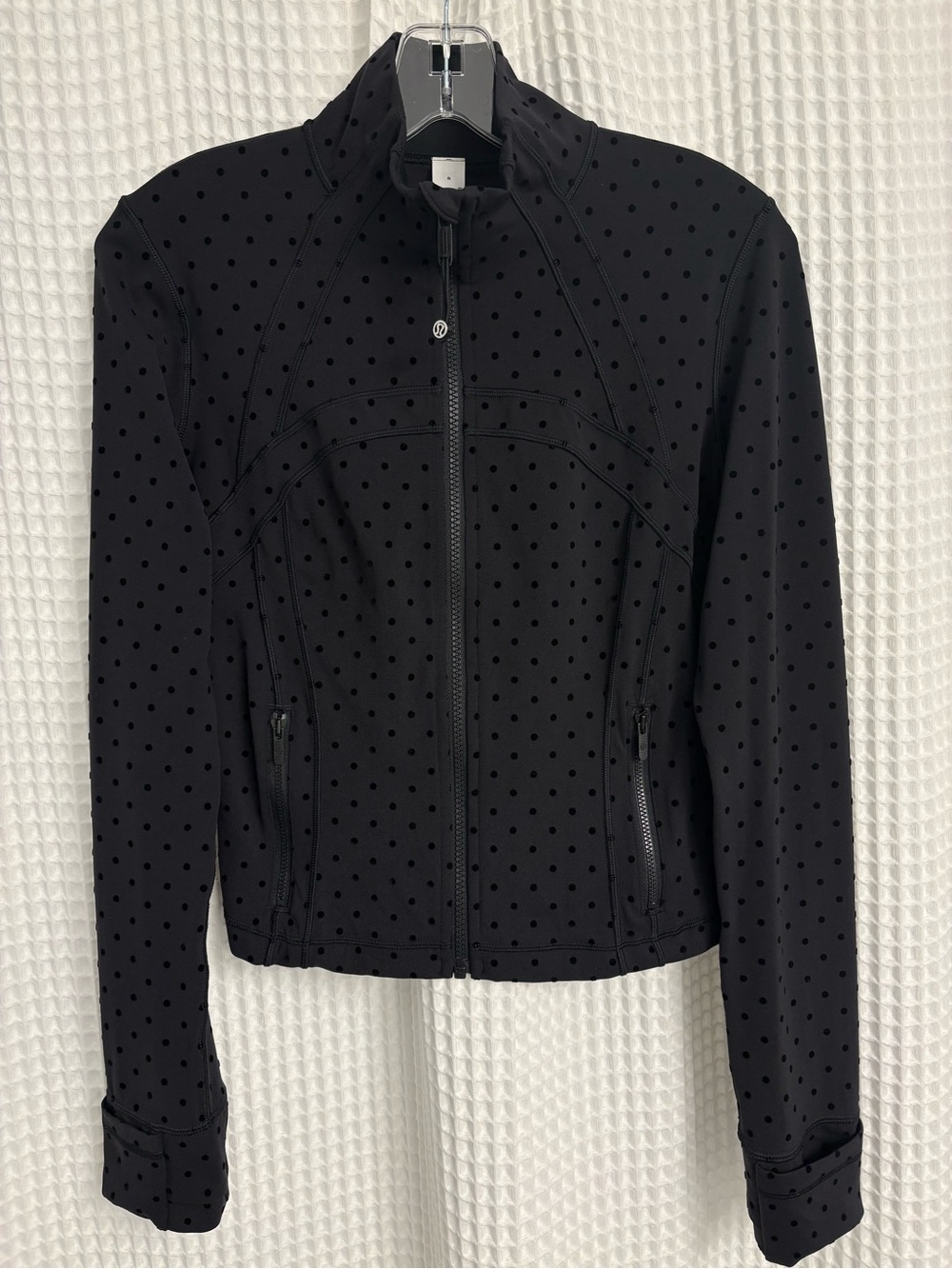 Lululemon Define Cropped Jacket Flocked ~ 8 ~ Polka Flock Black